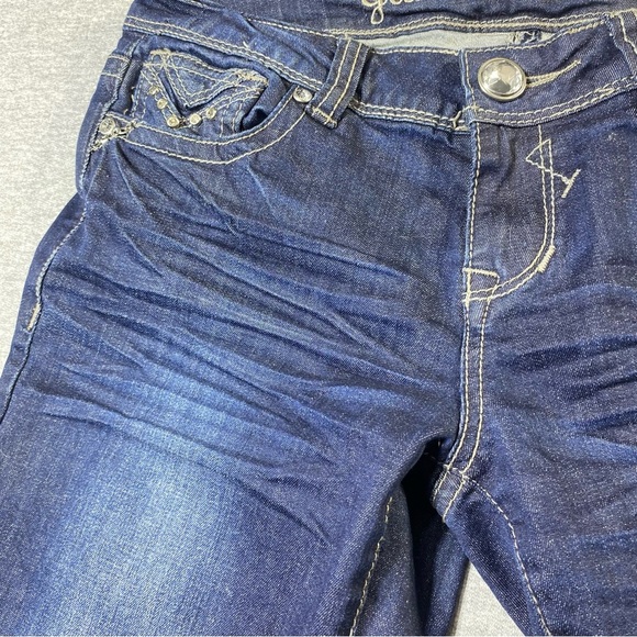 Grace In LA Skinny Jeans Women 9/28 Blue Embellished Skinny Textured Faded Denim - Picture 3 of 16